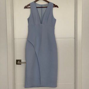 Keepsake V-Neck Pastel Blue Pencil Dress